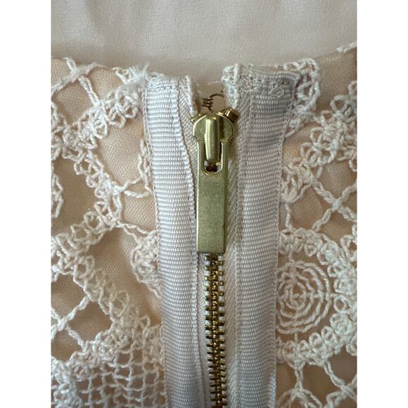 Anthropologie NWT Lace Basque Waist Fit & Flare Mini Dress Ivory Neutral Sz 6 - Picture 8 of 12